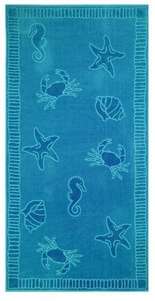 Strandtuch Seafood Hellblau | Strandtuchshop
