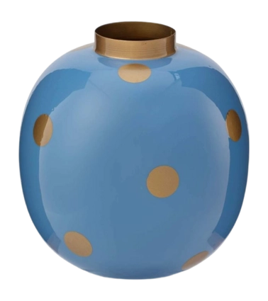 Pip Studio Vaas Dots - Bloemenvaas van Metaal - Blauw| Goud - 23cm
