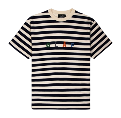 T-Shirt Olaf Hussein Stripe Sans Tee Herren White Blue
