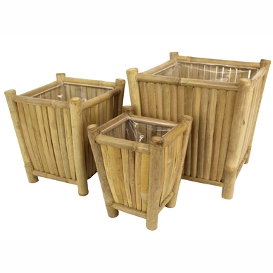Bloempot HD Living Natural 40 x 40 x 40 cm (3-Delig)