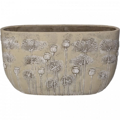Bloempot HD Living Oval Flowers Ivory 15 x 38 x 22 cm