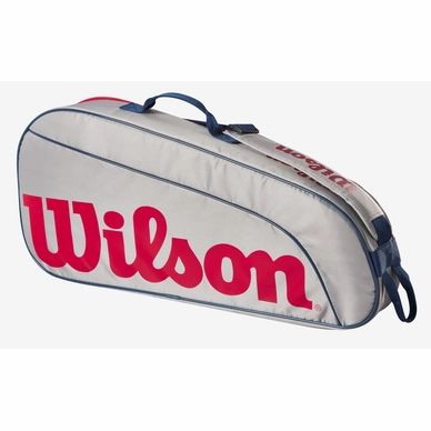 Tennistasche Wilson Junior 3 Pack Grey EQT Red