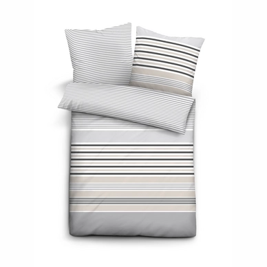 Bettwäsche Castell Querstreifen Mix Grau Mako Satin