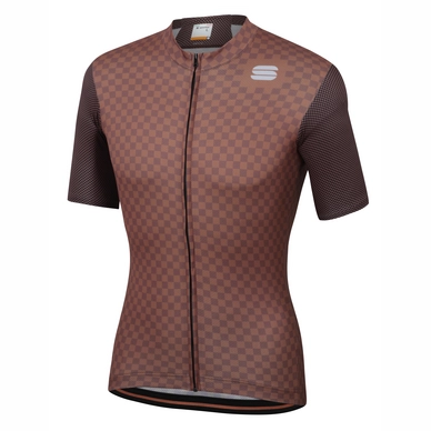 Fietsshirt Sportful Men Checkmate Jersey Chocolate Coconut