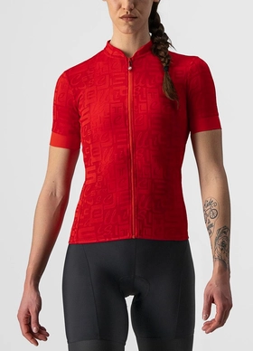 Fietsshirt Castelli Women Promessa Jacquard Jersey Red