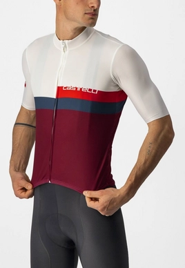 Fietsshirt Castelli Men A Blocco Jersey Ivory Red-Blue-Bordeaux