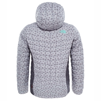 Jas The North Face Girls Thermoball Hoodie Metallic Silver Leopard Print