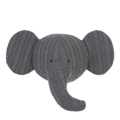 Wanddecoratie Jollein Dierenkop Cable Elephant Grijs