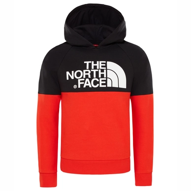 Pull The North Face Youth Drew Peak Raglan Hoodie Fiery Red TNF Black
