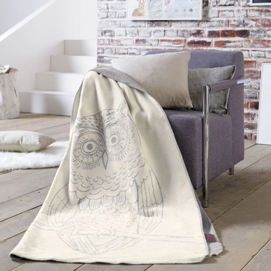 Jacquard Decke Ibena Sorrento Owl Beige Grau
