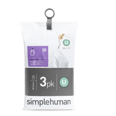 Afvalzakken simplehuman Code U Pocket Liner 55-80L 3-Pack (3x20-Delig)