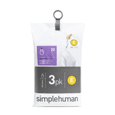 Afvalzakken simplehuman Code E Pocket Liner 20L 3-Pack (3x20-Delig)