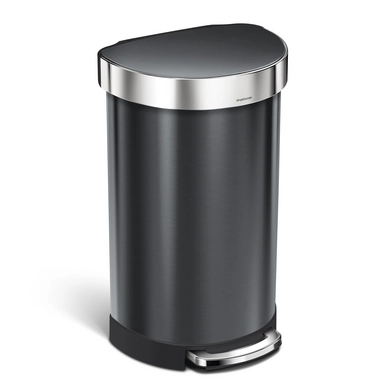 Prullenbak simplehuman Liner Pocket Half Rond Zwart RVS 45L