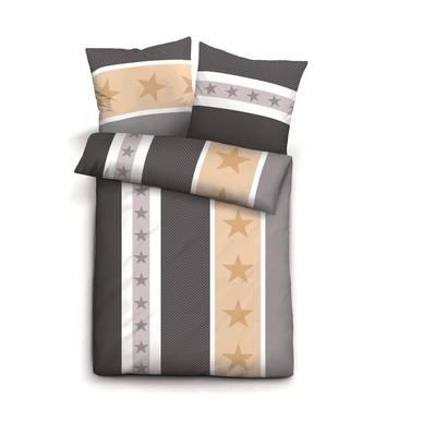 Bettwäsche Biberna Stars & Stripes Biber Titanium