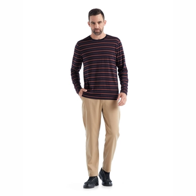Longsleeve Icebreaker Men Wave LS Tee Stripe Midnight Navy Grape