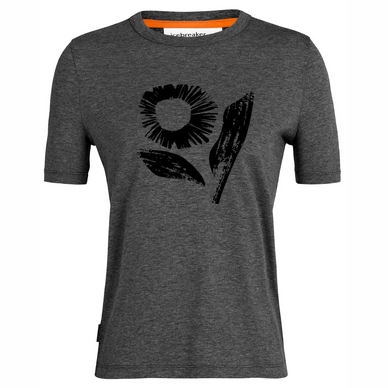 T-Shirt Icebreaker Women Central SS Tee Flora Forms Gritstone Heather