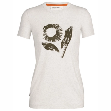 T-Shirt Icebreaker Women Central SS Tee Flora Forms Ecru Heather