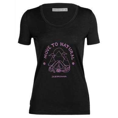 T-Shirt Icebreaker Femmes Tech Lite II SS Scoop Tee Canopy Camper Black