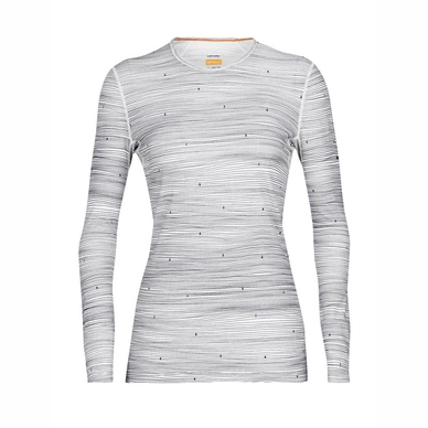 Ondershirt Icebreaker Women 200 Oasis LS Crewe Ski Tracks Snow/Midnight Navy/Aop