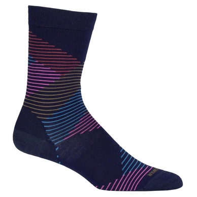 Sok Icebreaker Women Lifestyle Fine Gauge Crew Dashes Midnight Navy Grape