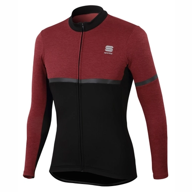 Fietsshirt Sportful Men Giara Warm Top Black Wine Melange Black
