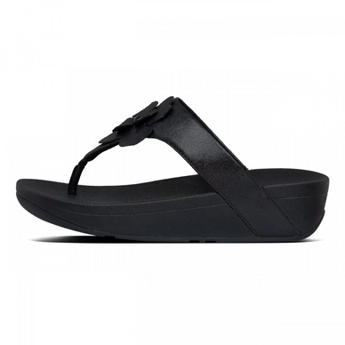 FitFlop Lottie Corsage Suede Toe Thongs All Black