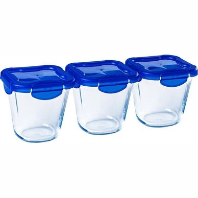 Lunchbox Pyrex Cook & Go Hoog Transparant Blauw 0,8 L (3-delig)