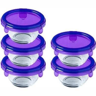 Food Container Pyrex My First Pyrex Round Transparent Purple 0.2 L (5 pc)
