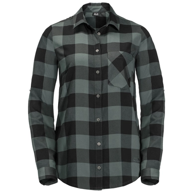 Blouse Jack Wolfskin Women Holmstad Greenish Grey Checks