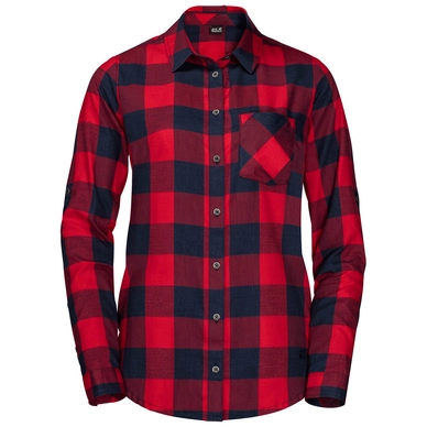 Blouse Jack Wolfskin Women Holmstad Ruby Red Check