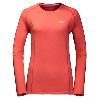 Long Sleeve T-Shirt Jack Wolfskin Women Hollow Range Hot Coral