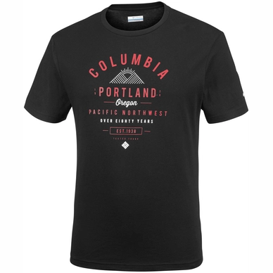 T-Shirt Columbia Leathan Trail Tee Black Graphic Herren