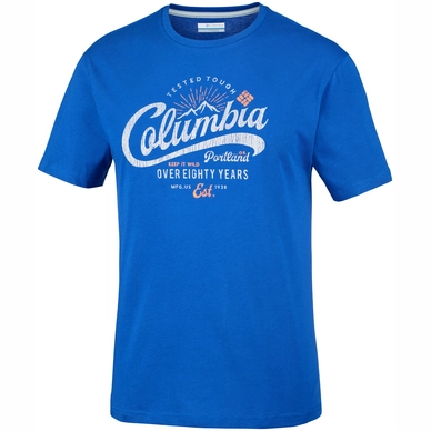 T-Shirt Columbia Leathan Trail Tee Azul Graphic 1 Herren