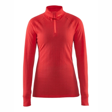 Skipully Craft Nordic Wool Zip Neck Women Poppy