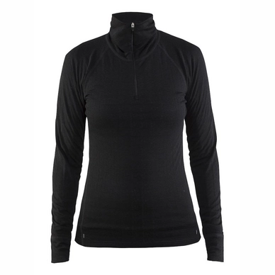 Ski Sweatshirt Craft Nordic Wool Zip Neck Women Black Dark Grey