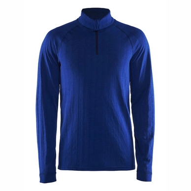 Ski Sweatshirt Craft Nordic Wool Zip Neck Men Blue