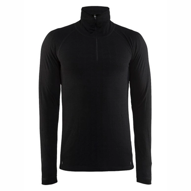 Ski Sweatshirt Craft Nordic Wool Zip Neck Men Black Dark Grey
