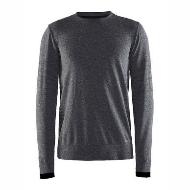 Longsleeve Craft Smooth Roundneck Men Black Melange