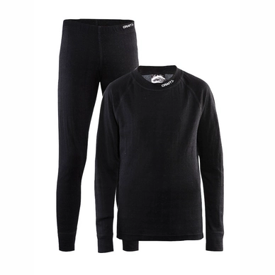 Baselayerset Craft Nordic Wool Set Junior Black Dark Grey Melange