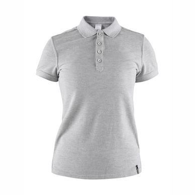 Polo Shirt Craft Casual Pique Women Grey Melange
