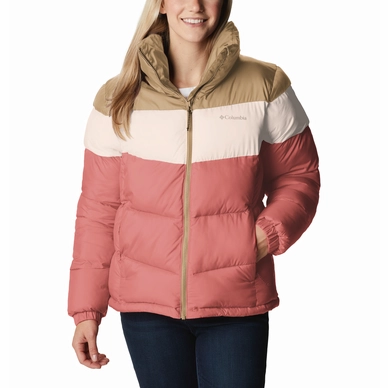Jacke Women Columbia Puffect Color Blocked Jacket Dark Coral Peach Blossom Beach
