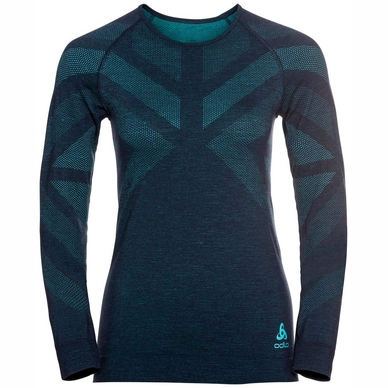Unterhemd Odlo BL Top Crew Neck LS Kinship Warm Dark Sapphire Melange Damen