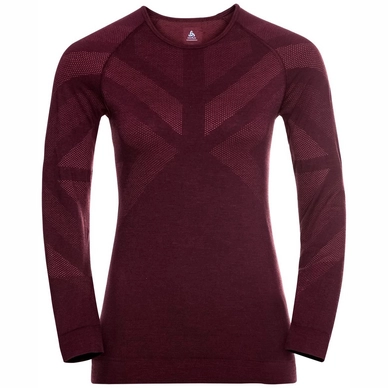 Unterhemd Odlo BL Top Crew Neck LS Kinship Warm Winetasting Melange Damen