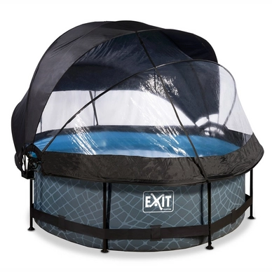 Zwembad EXIT Stone Grey Ø244 + Filterpomp + Overkapping + Zonnedak