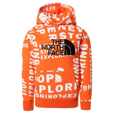 Trui The North Face Youth Drew Peak Pullover Hoodie Red Orange Tagline Toss Print