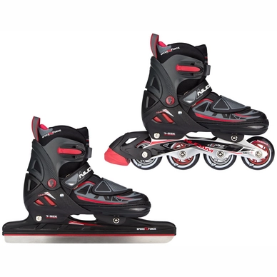 Norenschaats Nijdam Boys Semi-softboot Skate Combo Zwart Rood Antraciet