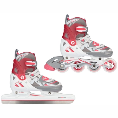 Norenschaats Nijdam Girls Semi-softboot Skate Combo Wit Grijs Roze