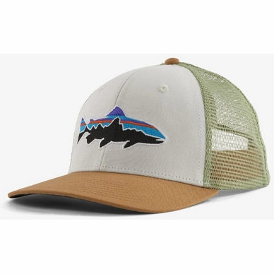 Cap Patagonia Fitz Roy Trout Trucker Hat White Classic Tan