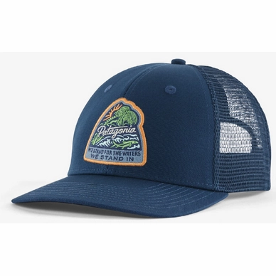 Pet Patagonia Unisex Take A Stand Trucker Hat Bayou Badge Tidepool Blue