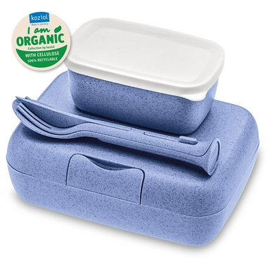 Lunchbox Koziol Candy Ready Lunchbox- en Bestekset Organic Blue